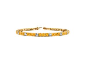 3 1/4 Carat Citrine & Diamond Alternating Tennis Bracelet in 14K Yellow Gold (9.3 g), 7 Inches,  by SuperJeweler