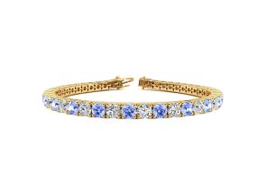 10 1/3 Carat Tanzanite & Diamond Tennis Bracelet in 14K Yellow Gold (13.7 g), 8 Inches,  by SuperJeweler