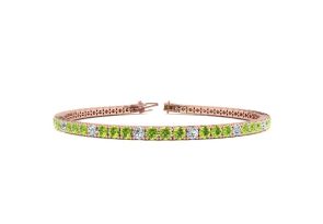 3 1/2 Carat Peridot & Diamond Alternating Tennis Bracelet in 14K Rose Gold (8.1 g), 6 Inches,  by SuperJeweler