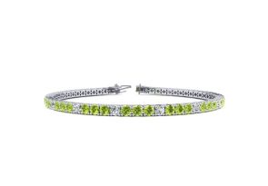 4 1/4 Carat Peridot & Diamond Alternating Tennis Bracelet in 14K White Gold (10.1 g), 7.5 Inches,  by SuperJeweler