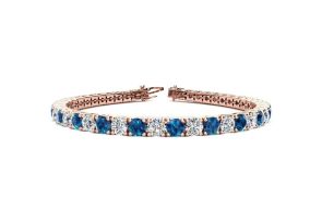 9 1/2 Carat Blue & White Diamond Tennis Bracelet in 14K Rose Gold (12 g), 7 Inches,  by SuperJeweler
