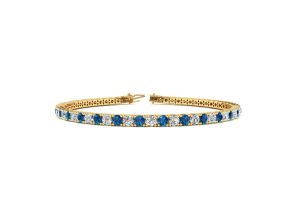 4 3/4 Carat Blue & White Diamond Men’s Tennis Bracelet in 14K Yellow Gold (11.4 g), 8.5 Inches,  by SuperJeweler