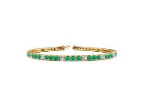 3 1/2 Carat Emerald Cut & Diamond Alternating Tennis Bracelet in 14K Yellow Gold (8.6 g), 6 1/2 Inches,  by SuperJeweler