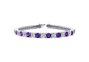 9 1/5 Carat Amethyst & Diamond Tennis Bracelet in 14K White Gold (12 g), 7 Inches,  by SuperJeweler