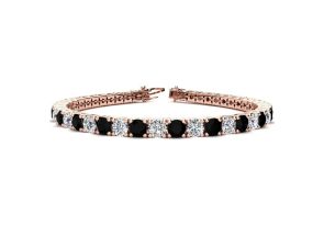 9 1/2 Carat Black & White Diamond Tennis Bracelet in 14K Rose Gold (12 g), 7 Inches,  by SuperJeweler