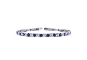 5 1/2 Carat Tanzanite & Diamond Tennis Bracelet in 14K White Gold (11.4 g), 8.5 Inches,  by SuperJeweler