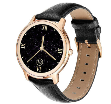 Smart hodinky Deveroux R18, kožený remienok, čierna