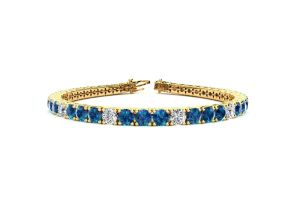 11 1/5 Carat Blue & White Diamond Alternating Men’s Tennis Bracelet in 14K Yellow Gold (14.6 g), 8.5 Inches,  by SuperJeweler