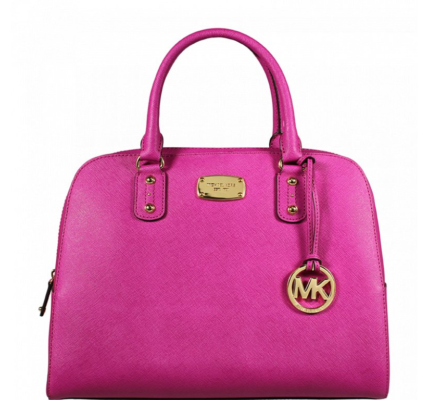 Ružová kožená kabelka Michael Kors LG Satchel Fuschia