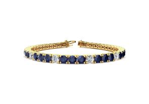 10 1/5 Carat Sapphire & Diamond Alternating Tennis Bracelet in 14K Yellow Gold (10.3 g), 6 Inches,  by SuperJeweler