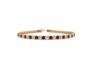 3 2/3 Carat Garnet & Diamond Tennis Bracelet in 14K Yellow Gold (11.3 g), 8.5 Inches,  by SuperJeweler