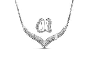 1/2 Carat Diamond Necklace & Hoop Earring Set,  by SuperJeweler