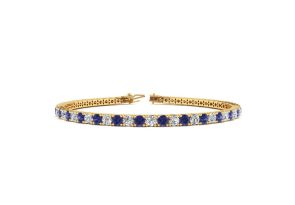 2.5 Carat Tanzanite & Diamond Tennis Bracelet in 14K Yellow Gold (10 g), 7.5 Inches,  by SuperJeweler