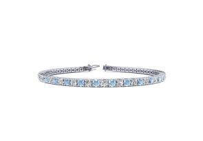 5 Carat Aquamarine & Diamond Tennis Bracelet in 14K White Gold (12.1 g), 9 Inches,  by SuperJeweler