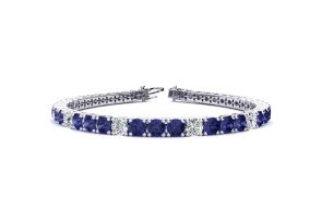 10 1/5 Carat Tanzanite & Diamond Alternating Tennis Bracelet in 14K White Gold (13.7 g), 8 Inches,  by SuperJeweler