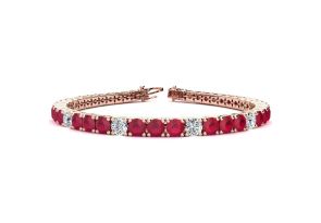 11 2/3 Carat Ruby & Diamond Alternating Tennis Bracelet in 14K Rose Gold (12 g), 7 Inches,  by SuperJeweler