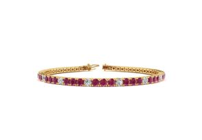 4 3/4 Carat Ruby & Diamond Alternating Tennis Bracelet in 14K Yellow Gold (10.6 g), 8 Inches,  by SuperJeweler