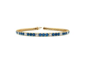 3 Carat Blue & White Diamond Tennis Bracelet in 14K Yellow Gold (10.6 g), 8 Inches,  by SuperJeweler