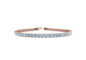 3 1/2 Carat Aquamarine & Diamond Graduated Tennis Bracelet in 14K Rose Gold (8.7 g), 6 1/2 Inches,  by SuperJeweler