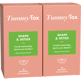 Shape & Detox x2. Détox et brûle-graisse – en 1 seule boisson. Saveur citron. 20 sachets | TummyTox