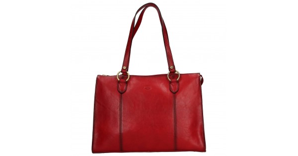 Elegantná dámska kožená kabelka Katana Jarusk – tmavo červená