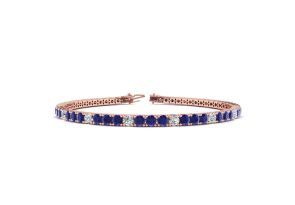 5 1/4 Carat Sapphire & Diamond Alternating Men’s Tennis Bracelet in 14K Rose Gold (10.1 g), 7.5 Inches,  by SuperJeweler