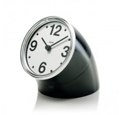 Stolové hodiny, čierne, priem. 7 cm – Alessi