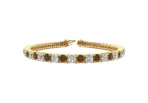 11 3/4 Carat Chocolate Bar Brown Champagne & White Diamond Tennis Bracelet in 14K Yellow Gold (15.4 g), 9 Inches,  by SuperJeweler