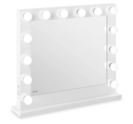 Specchio con luci per trucco – bianco – 14 LED – rettangolare