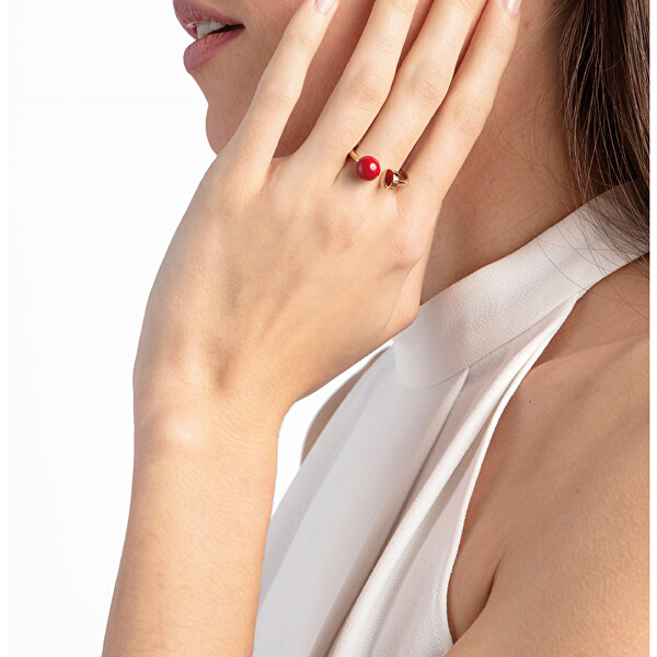Calvin Klein Pozlátený oceľový prsteň Bubbly KJ9RJR1402 52 mm