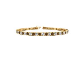 4 3/4 Carat Chocolate Bar Brown Champagne & White Diamond Men’s Tennis Bracelet in 14K Yellow Gold (11.4 g), 8.5 Inches,  by SuperJeweler