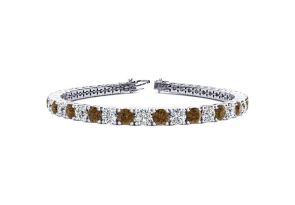 10 1/2 Carat Chocolate Bar Brown Champagne & White Diamond Tennis Bracelet in 14K White Gold (13.7 g), 8 Inches,  by SuperJeweler