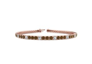 5 Carat Chocolate Bar Brown Champagne & White Diamond Alternating Tennis Bracelet in 14K Rose Gold (12.1 g), 9 Inches,  by SuperJeweler