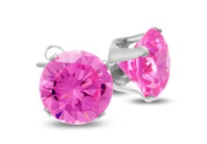 4 Carat Pink Cubic Zirconia Stud Earrings in Sterling Silver by SuperJeweler
