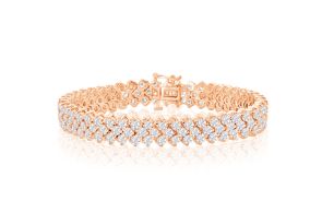 12 Carat Three Row Diamond Tennis Bracelet in 14K Rose Gold (27 g), , 7 Inch by SuperJeweler