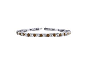 4 1/2 Carat Chocolate Bar Brown Champagne & White Diamond Tennis Bracelet in 14K White Gold (10.7 g), 8 Inches,  by SuperJeweler