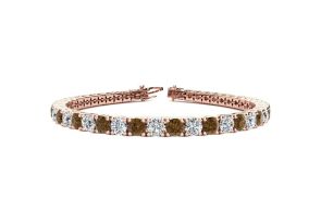 11 1/5 Carat Chocolate Bar Brown Champagne & White Diamond Tennis Bracelet in 14K Rose Gold (14.6 g), 8.5 Inches,  by SuperJeweler