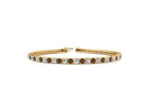 3 1/2 Carat Chocolate Bar Brown Champagne & White Diamond Tennis Bracelet in 14K Yellow Gold (12 g), 9 Inches,  by SuperJeweler