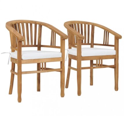 Záhradná stolička s poduškami 2 ks teakové drevo Dekorhome Krémová,Záhradná stolička s poduškami 2 ks teakové drevo Dekorhome Krémová