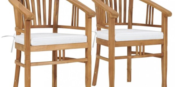 Záhradná stolička s poduškami 2 ks teakové drevo Dekorhome Krémová,Záhradná stolička s poduškami 2 ks teakové drevo Dekorhome Krémová