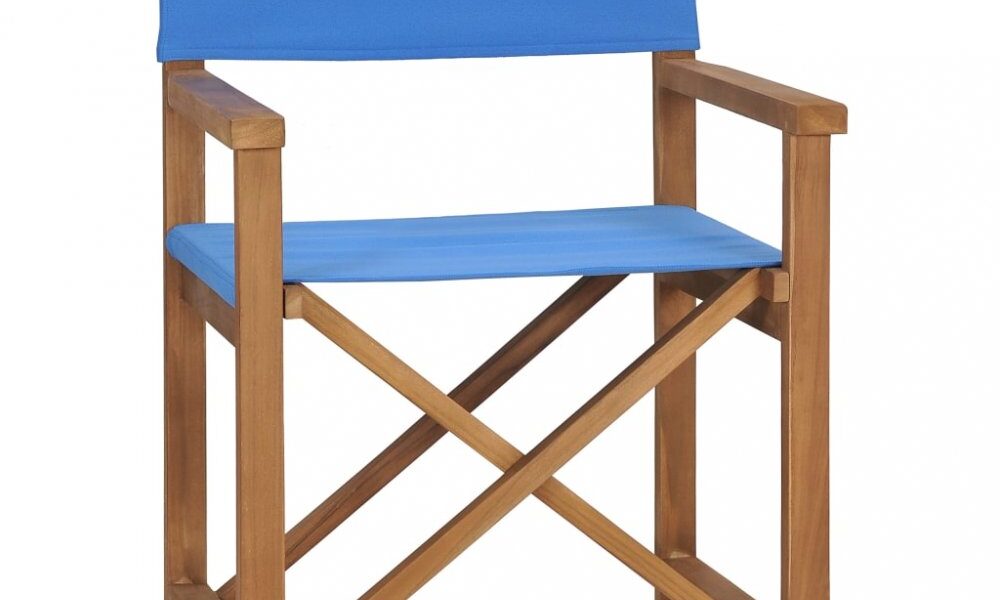Režisérska stolička teakové drevo Dekorhome Modrá,Režisérska stolička teakové drevo Dekorhome Modrá