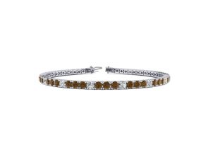 3 1/4 Carat Chocolate Bar Brown Champagne & White Diamond Men’s Tennis Bracelet in 14K White Gold (11.3 g), 8.5 Inches,  by SuperJeweler