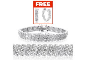 1 Carat Four Row Diamond Bracelet, Platinum Overlay, 7 Inches,  by SuperJeweler