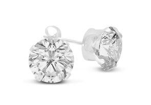 4 Carat Diamond Size Cubic Zirconia Stud Earrings, Sterling Silver by SuperJeweler