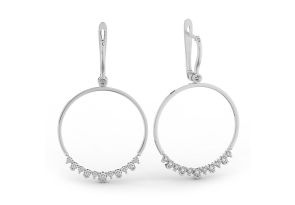 14k White Gold (10.4 g) 1 1/3 Carat Diamond Circle Dangle Earrings,  by SuperJeweler