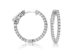 1/2 Carat Crystal Hoop Earrings in Sterling Silver, 3/4 Inch by SuperJeweler