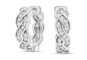 1/4 Carat Diamond Swirl Hoop Earrings in Sterling Silver, 1/2 Inch,  by SuperJeweler