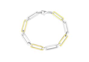 Sterling Silver & Yellow Enamel Paperclip Chain Bracelet, 7 Inches by SuperJeweler