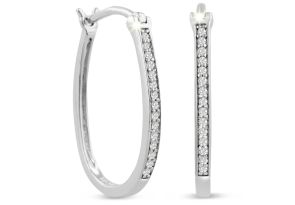 1/4 Carat Oval Shape Diamond Hoop Earrings, 1 Inch,  by SuperJeweler