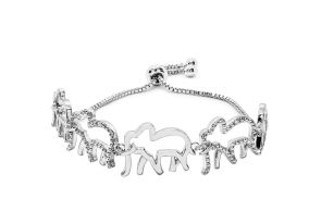Diamond Accent Elephant Adjustable Bolo Bracelet in Platinum Overlay, 7-10 Inches,  by SuperJeweler